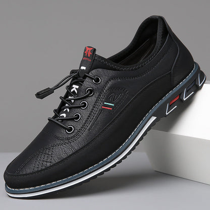 Men's Classic Slip-On Leather Loafers with Contrast Laces
