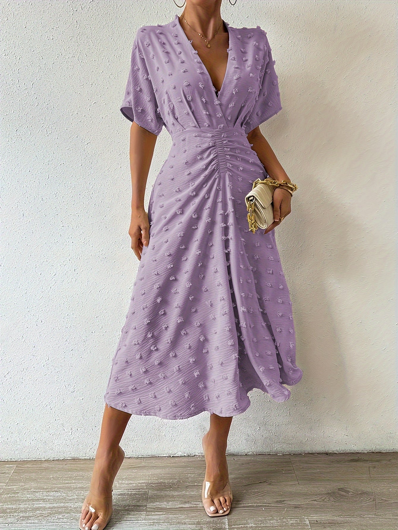 Chic V Neck Short Sleeve Formal Evening Dress