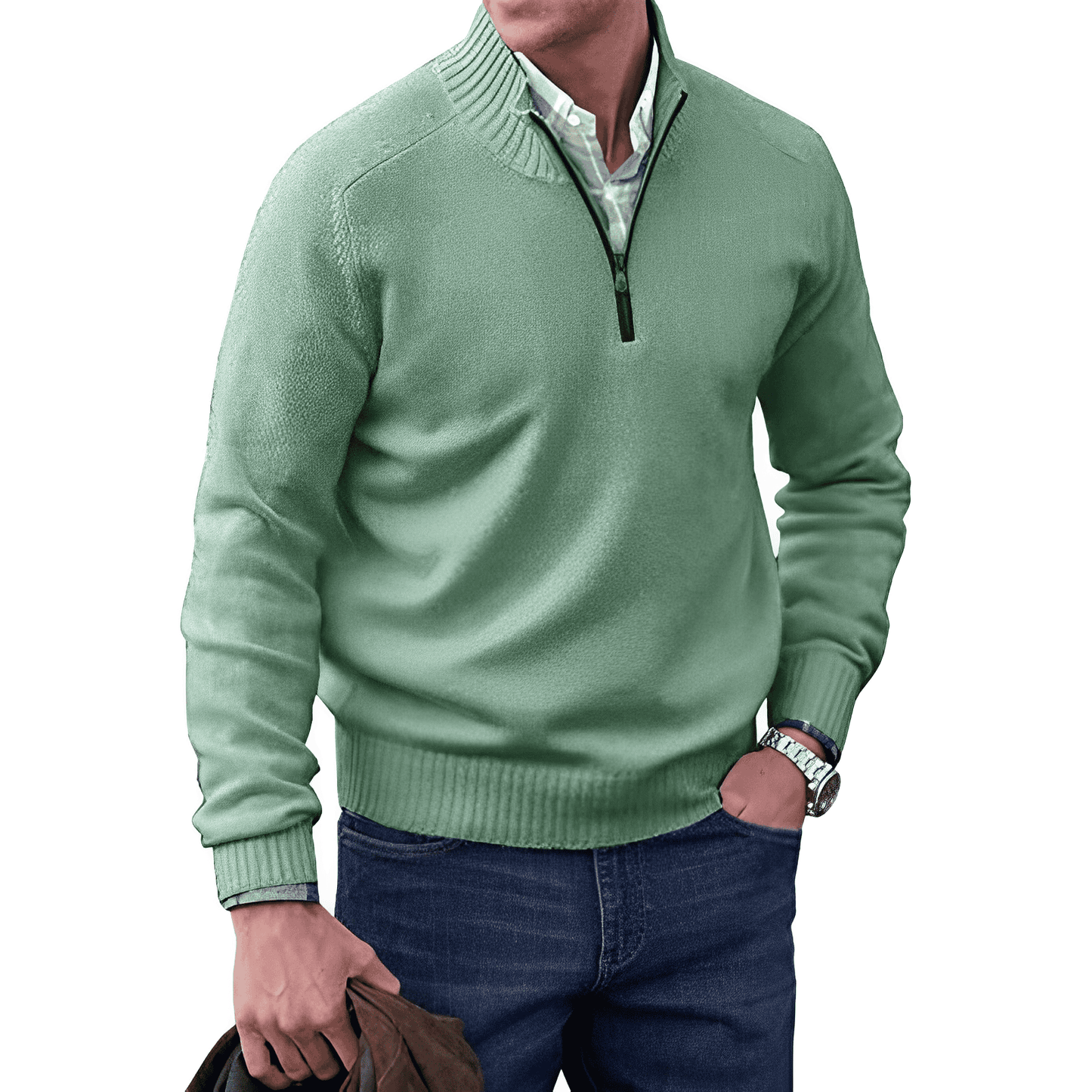 Casual Mens Quarter Zip Jumper Sweater
