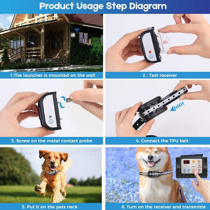 2-in-1 Electric Wireless Fence with Remote, Waterproof, 2 Collar Package