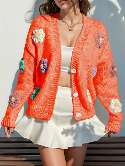 Soft Ladies Open Front Floral Sweater Cardigan