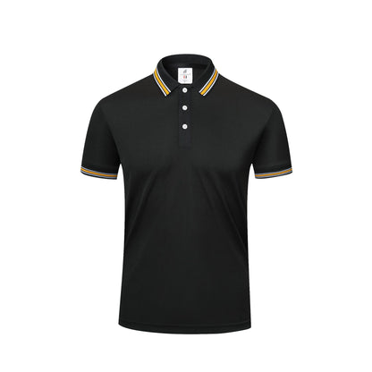 Men's Casual Cotton Short-Sleeve Polo Shirt with Lapel Collar
