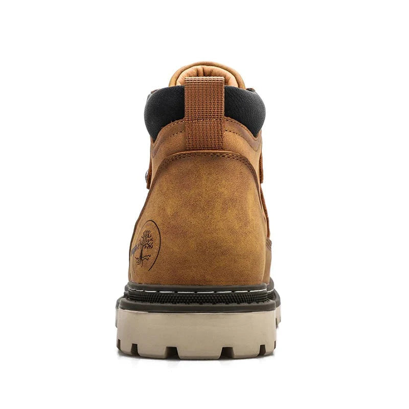 Men’s Lace-Up Ankle Boots with Rugged Outsole and Padded Collar