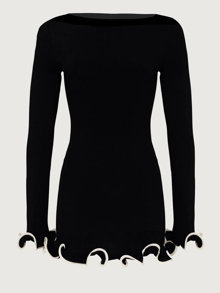 Stylish Wave Hem Dress - OutfitLondon