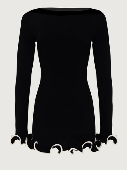 Stylish Wave Hem Dress - OutfitLondon