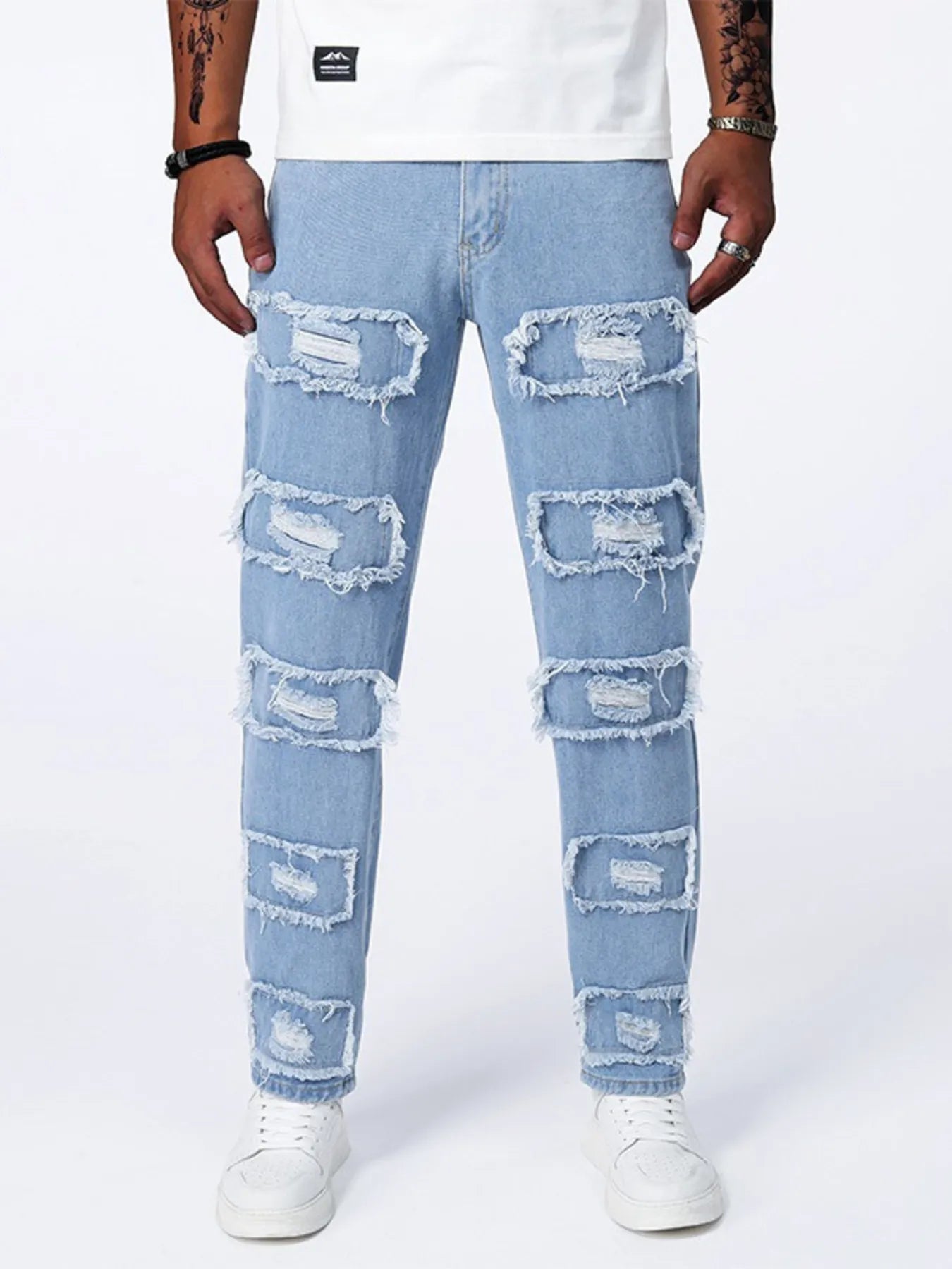 Distressed Slim Fit Mens Denim Jeans - OutfitLondon