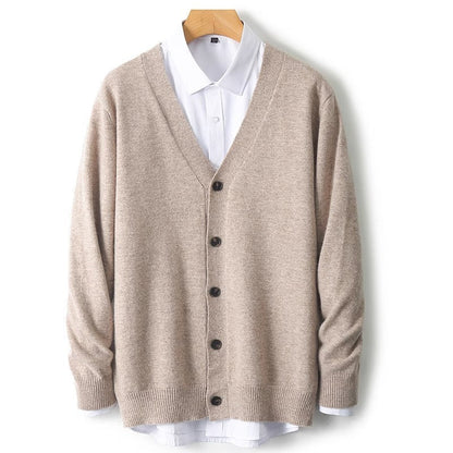Traditional Crew Neck Mens Cardigan Sweater