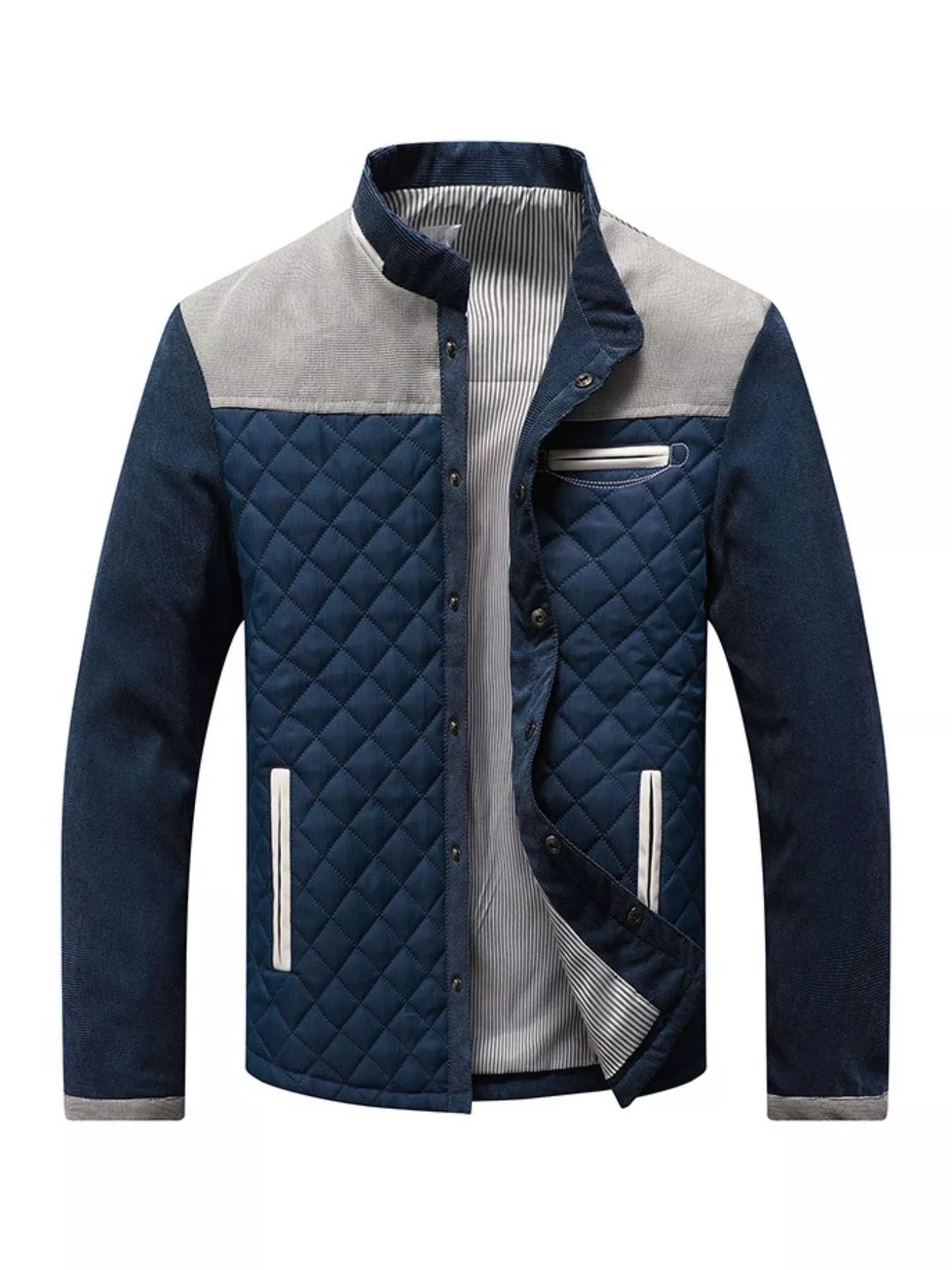 Large Size Quilted Snap Front Jacket