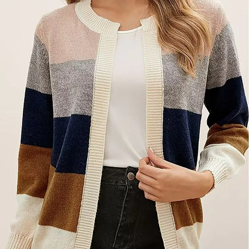 Women's Stylish Multi-Colored Open Front Cardigan