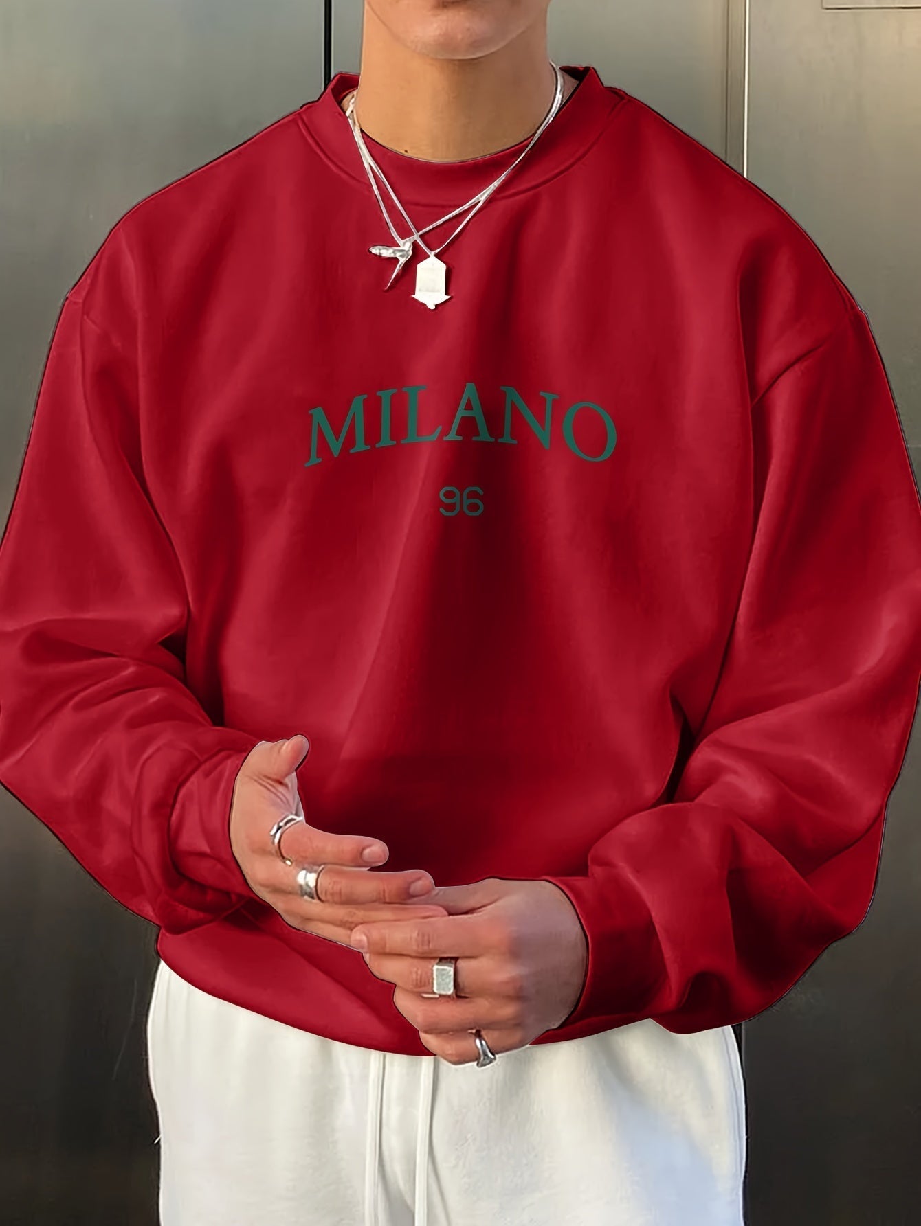 Casual Mens Sweatshirt with Milan Style Graphic Print