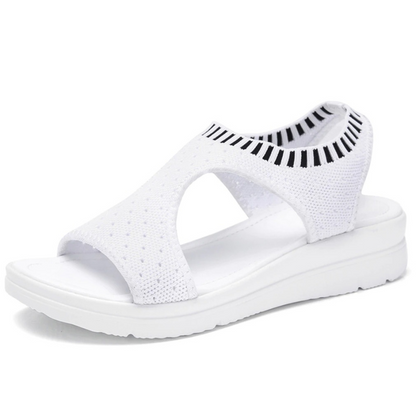 Breathable Peep Toe Light Mesh Flat Tennis Sandals For Women