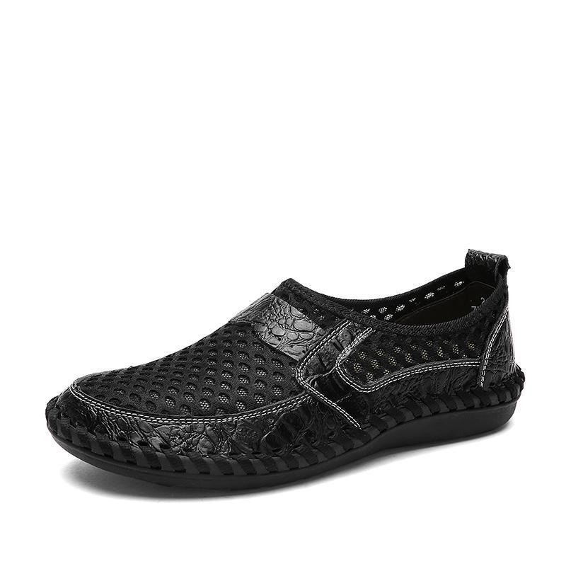Men's Water Shoes Stitching Honeycomb Mesh Soft Loafers Breathable Outdoor Casual Shoes