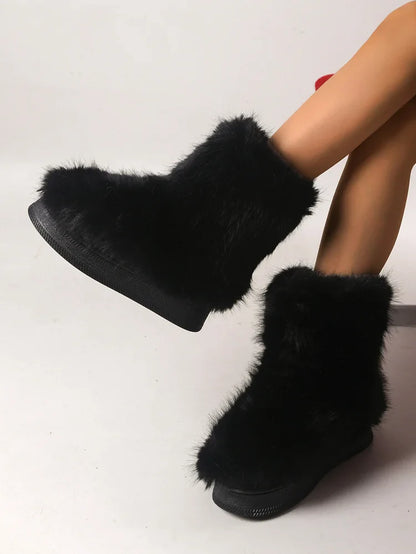 Warm Faux Fur Ankle Boots for Women