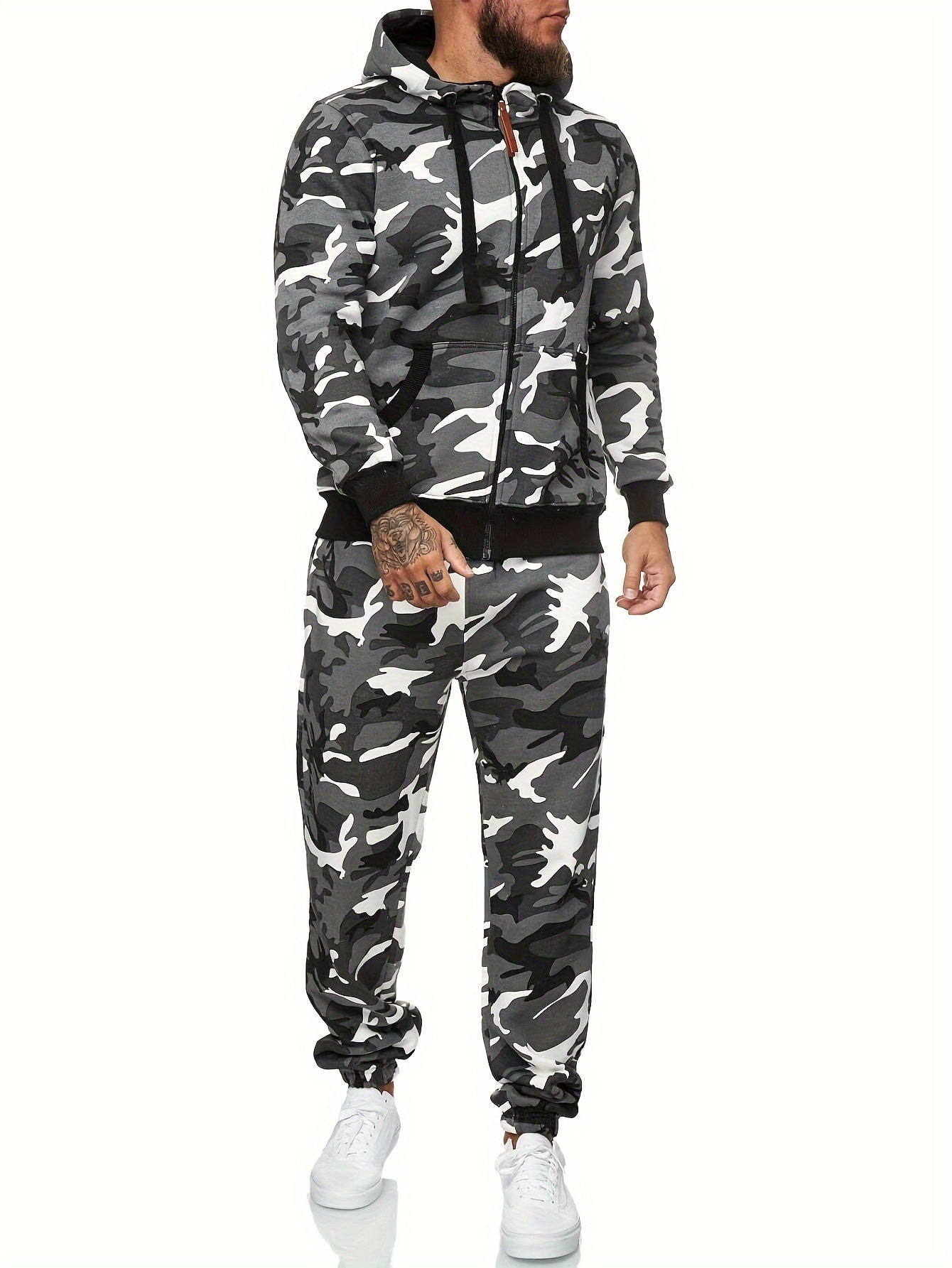 Comfortable Hoodie Track Suit Set with Zip Up Jacket Pants