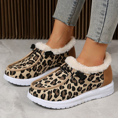 Women Warm Flats Slip on Fur Lining Ankle Snow Boots