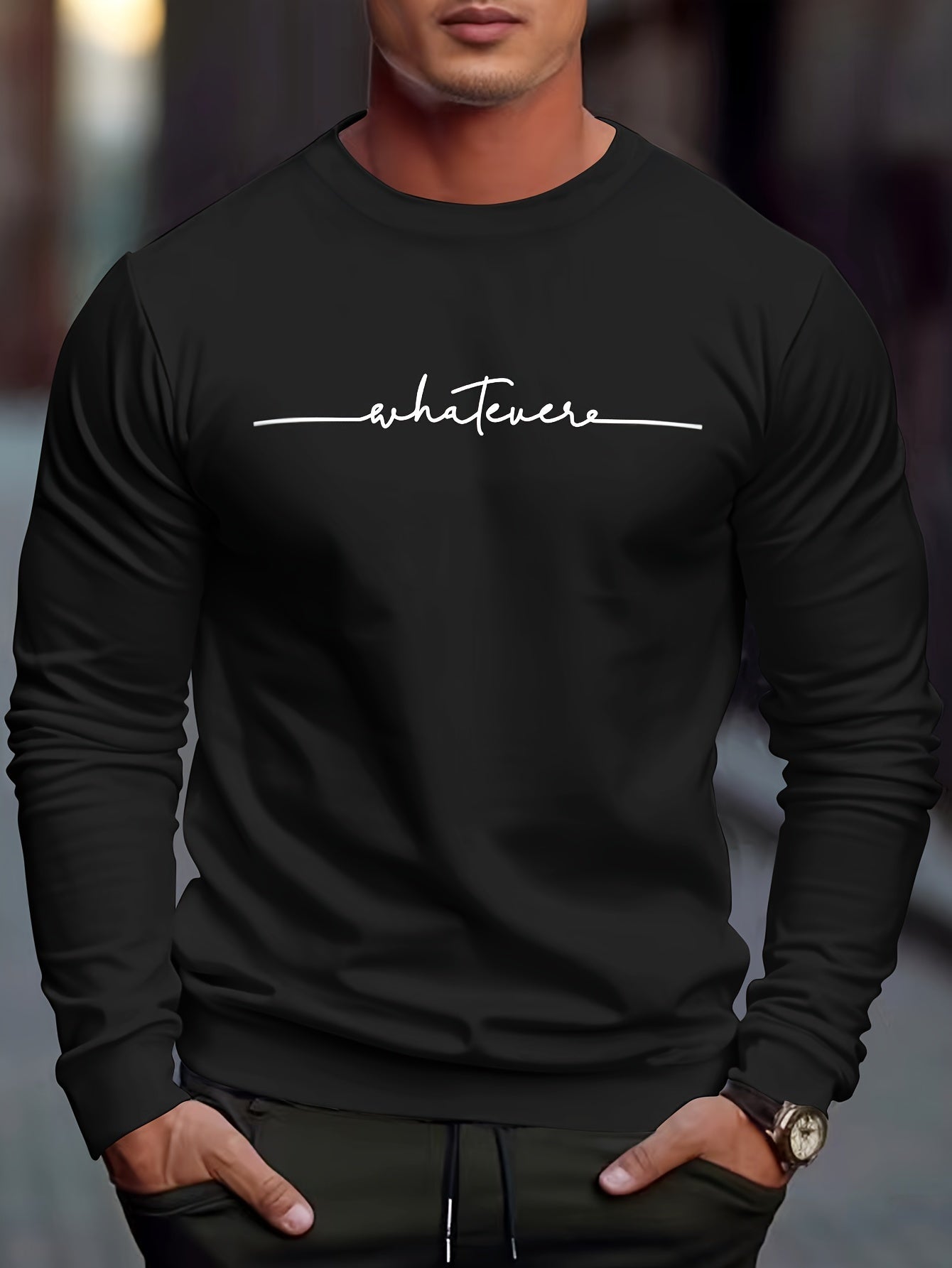 Casual Mens Sweatshirt with Humorous Graphic Design