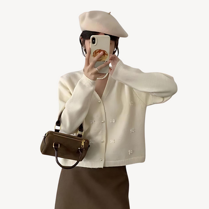 Ladies' Decorative Ribbon Sweater - OutfitLondon