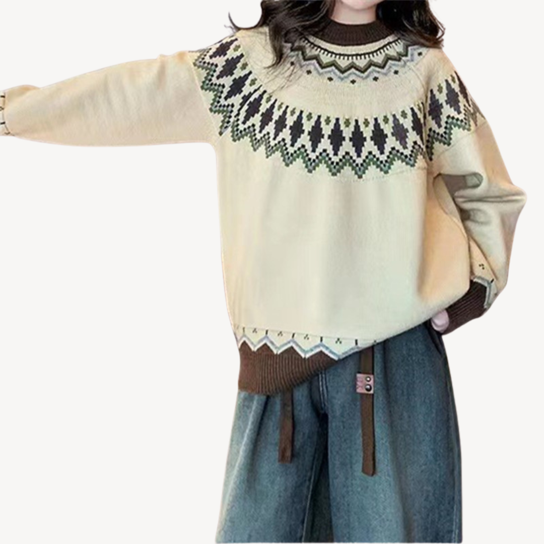 Pretty Flower Knit Sweater for Ladies
