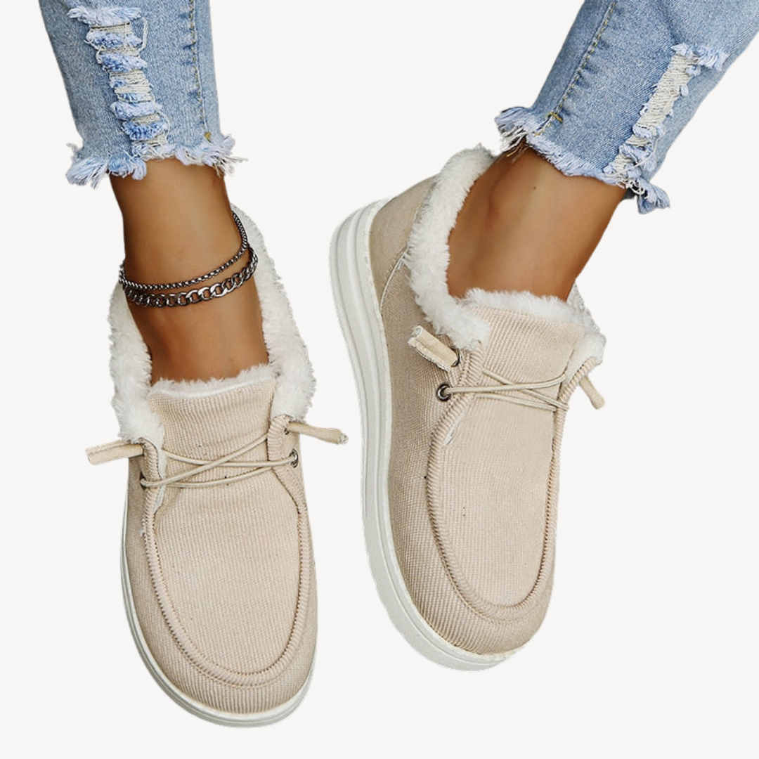 Comfortable Women's Slip On Shoes with Fleece Insoles - OutfitLondon