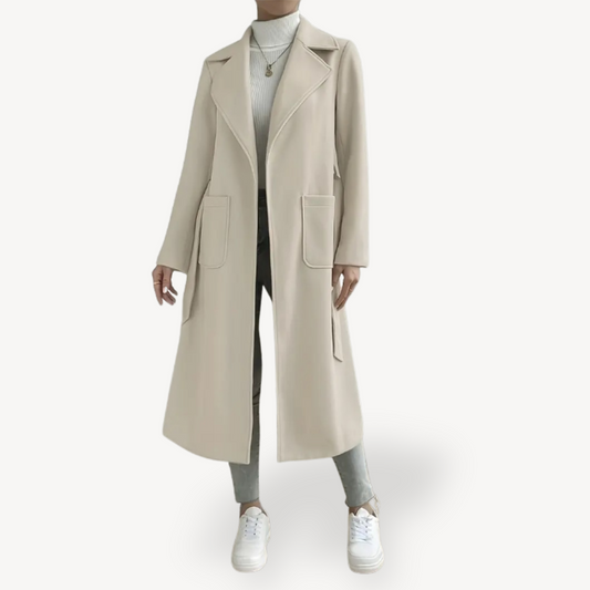 Ladies Warm Overcoat with Large Pockets - OutfitLondon