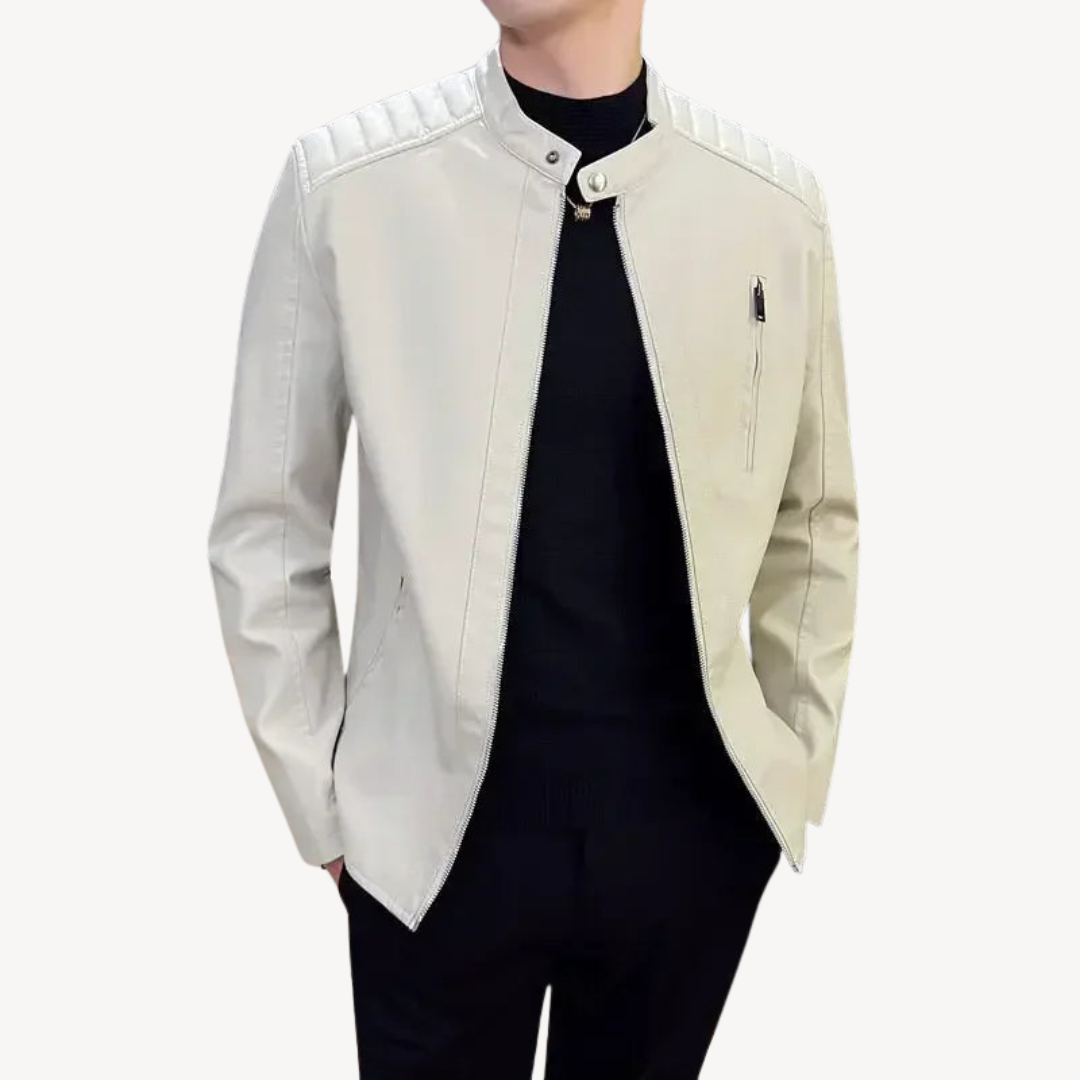 Classic Brown Leather Motorcycle Jacket Zip Up - OutfitLondon