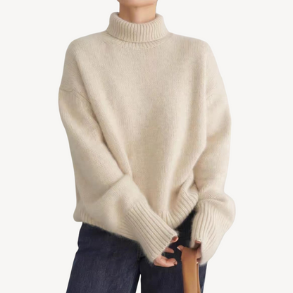 Cozy Women's Cable Knit Turtleneck Jumper - OutfitLondon