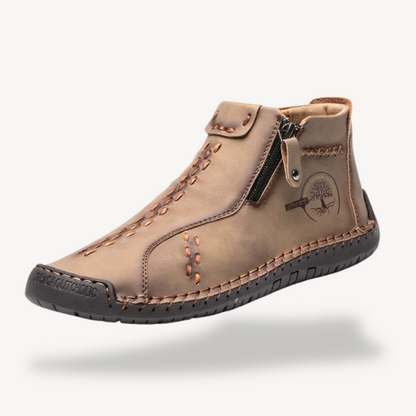 Comfortable Mens Leather Zip Boots