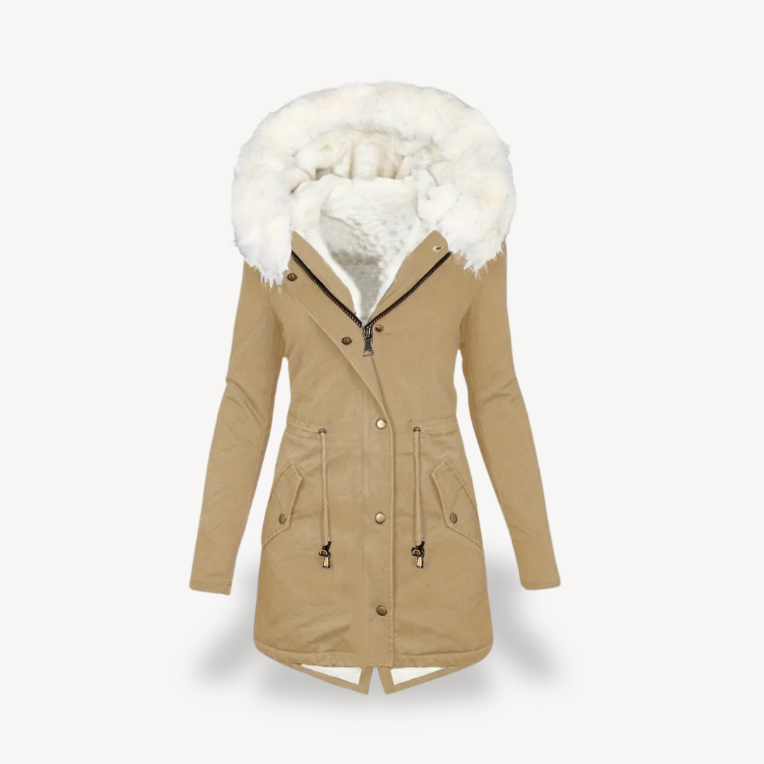 Ladies Synthetic Fur Hooded Coat Jacket