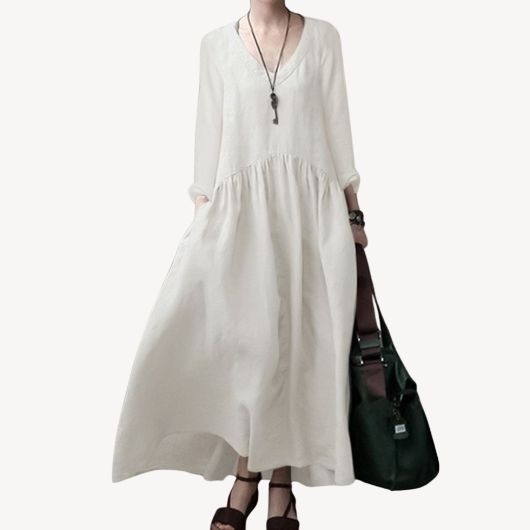 Relaxed Fit V Neck Maxi Dress for Women