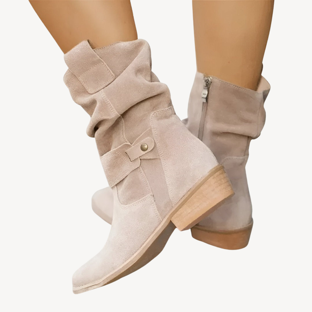 Comfortable Ladies Low Heel Boots - OutfitLondon