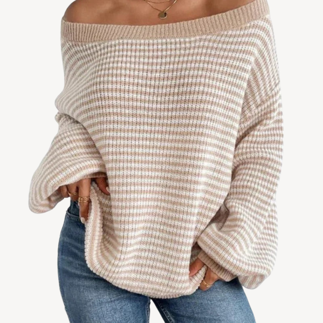 Colorful Cold Shoulder Women's Knit Sweater