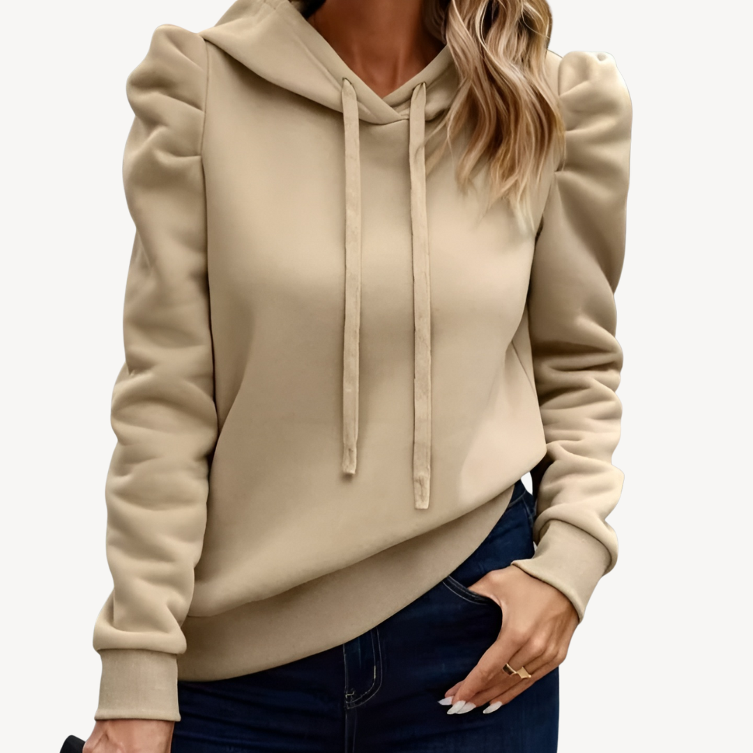 Relaxed Fit Womens Puffy Hooded Sweater - OutfitLondon