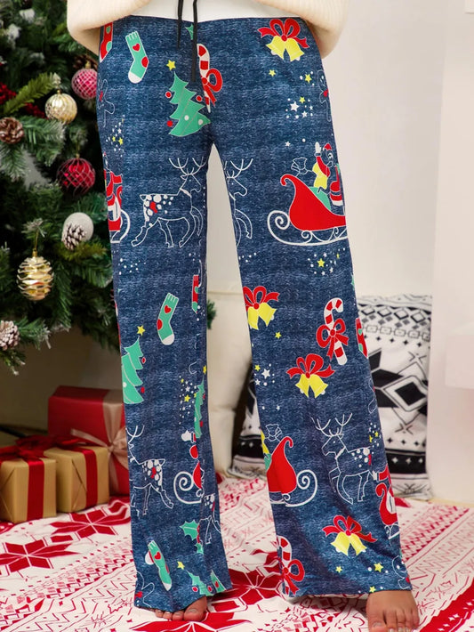 Fun Print Straight Leg Women's Holiday Pants - OutfitLondon