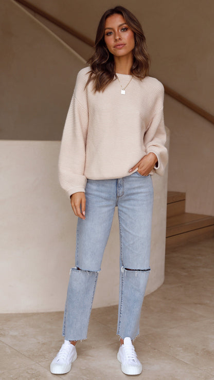 Soft Cream Ladies Knitted Sweater