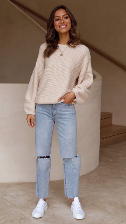 Soft Cream Ladies Knitted Sweater
