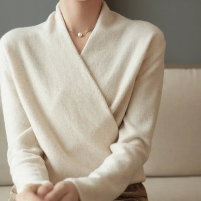 Comfortable Oversized Wrap Sweater | V Neck Long Sleeves