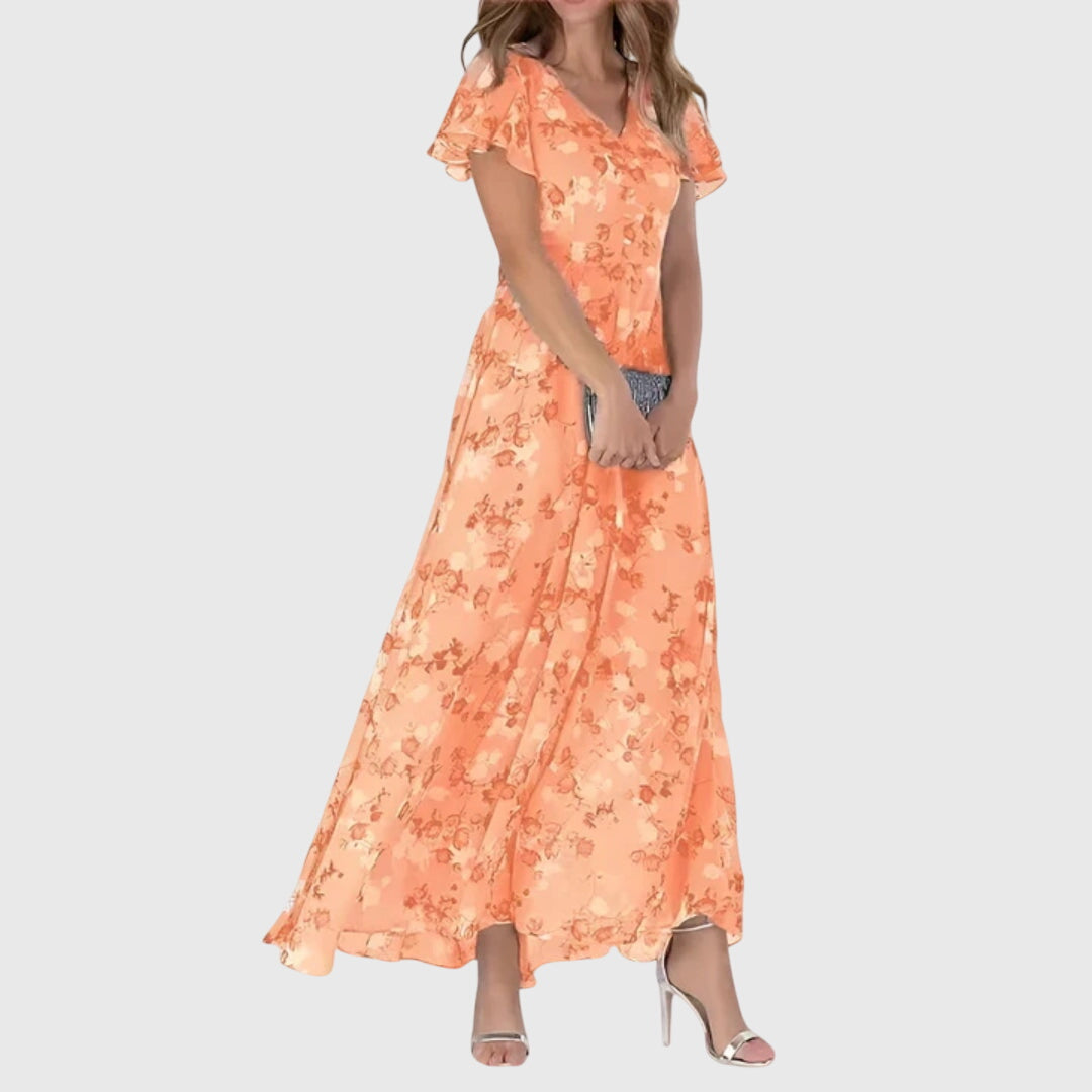 Elegant Floral Long Sleeve Maxi Dress for Women - OutfitLondon
