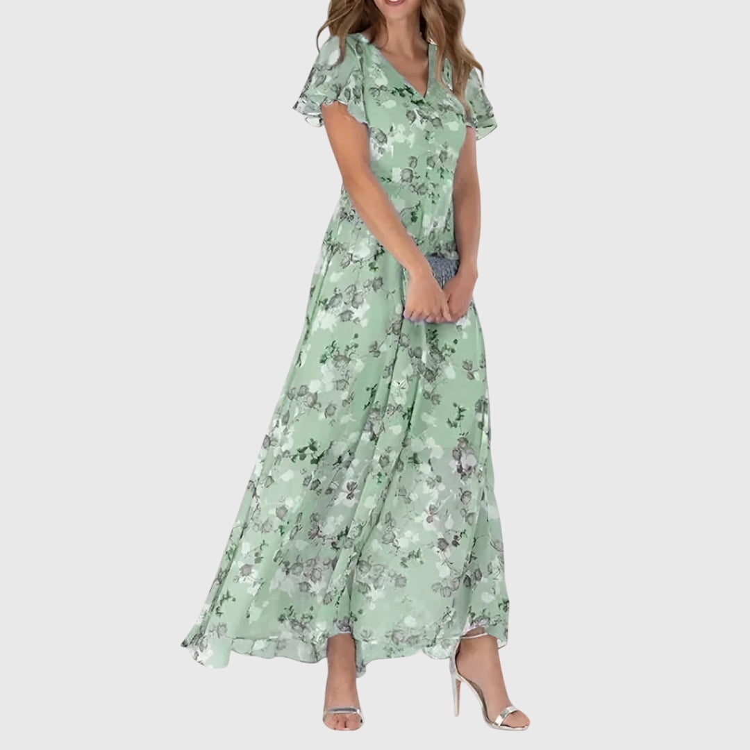 Elegant Floral Long Sleeve Maxi Dress for Women
