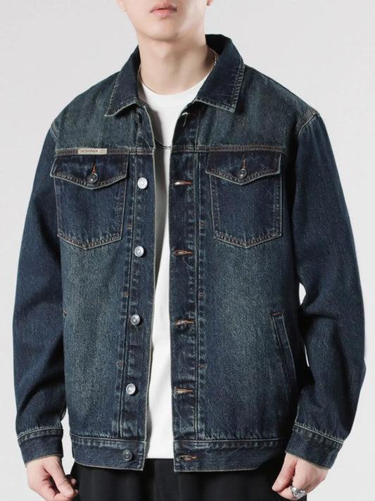 Relaxed Fit Dark Blue Denim Jacket - OutfitLondon