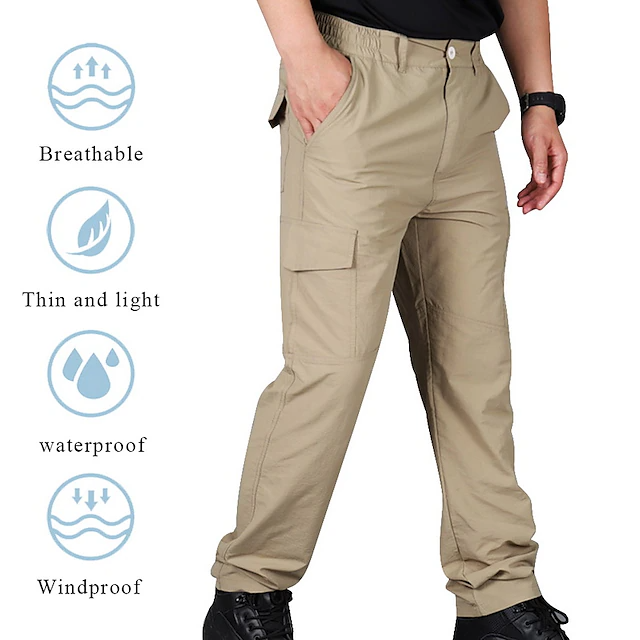 Men's Waterproof Cargo Work Pants Hiking Tactical Pants Military Ripstop Resistant Multi Pockets