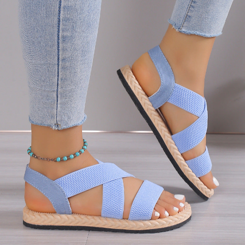 Women's Orthopedic Stretch Sandals Cork Espadrille Roman Sandals