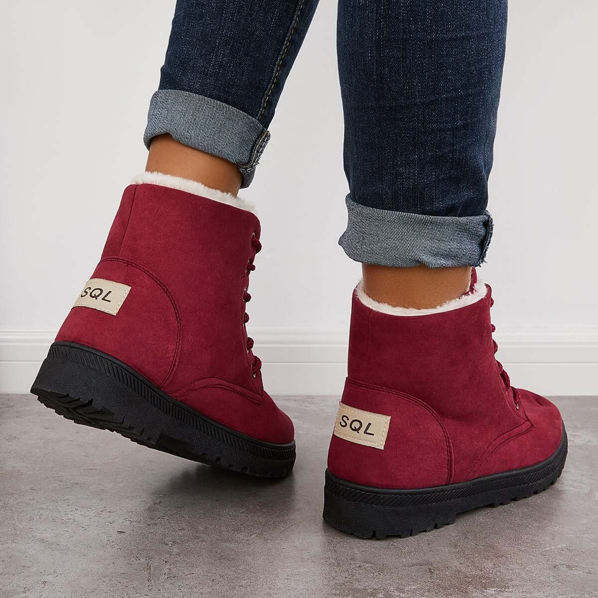 Comfort Warm Fur Flat Waterproof Snow Ankle Boots Cotton Lined Winter Booties