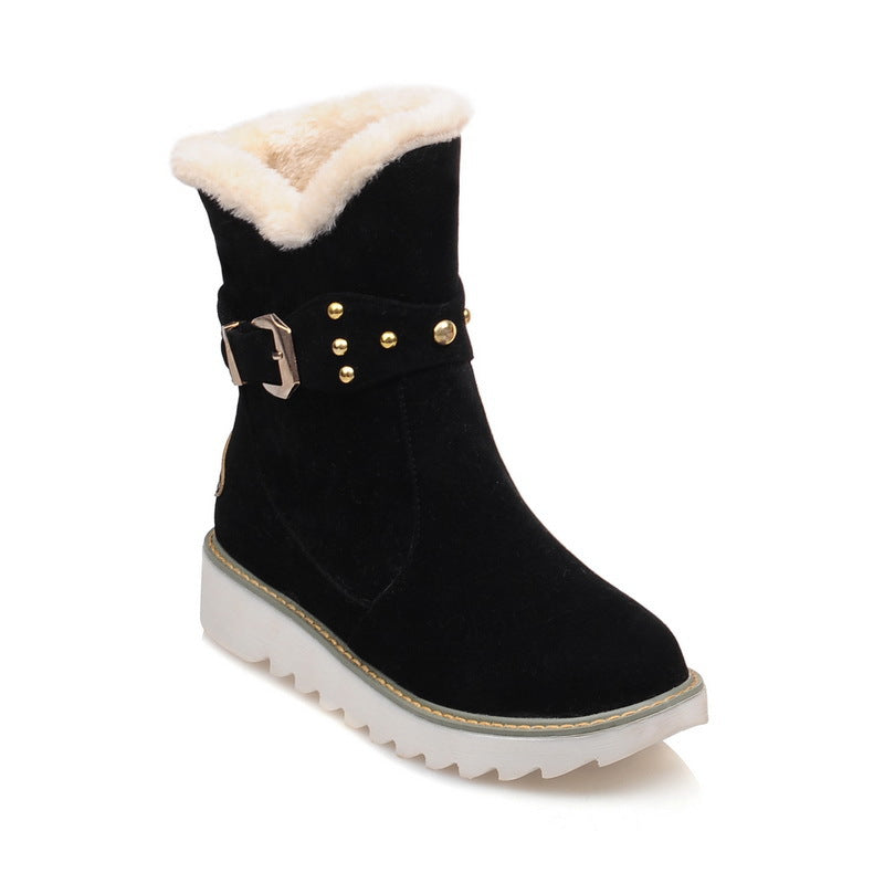 Non Slip Snow Ankle Boots Warm Fur Lined Slip on Booties