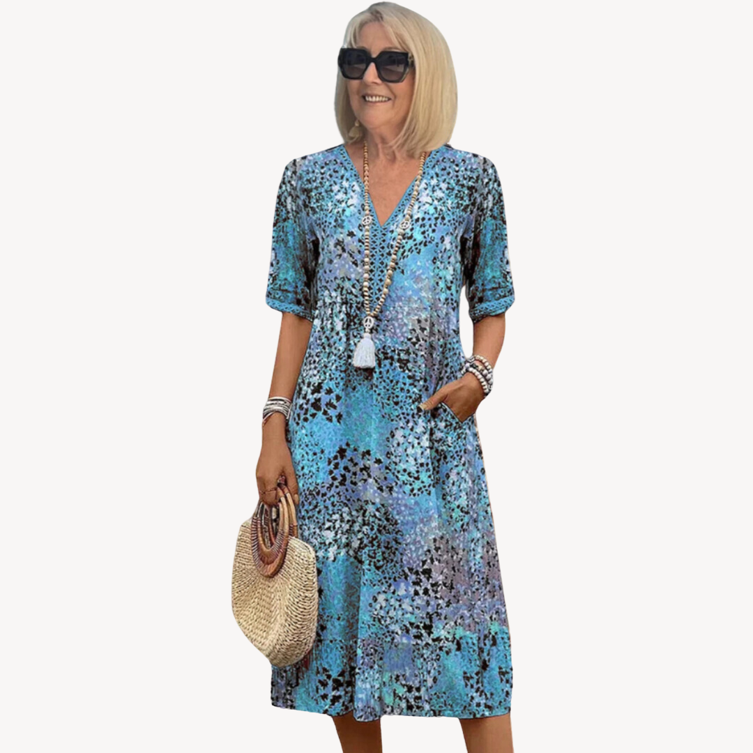 Casual Floral Midi Dress - Loose Tiered Maxi Style - OutfitLondon