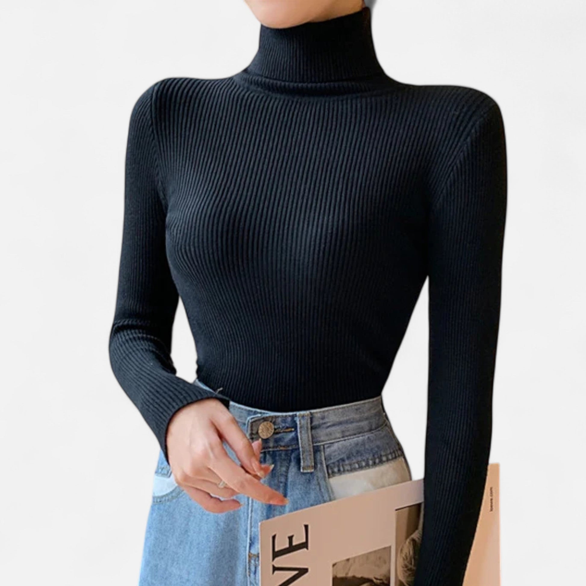 Warm Knitted Women's Turtleneck Jumper - OutfitLondon