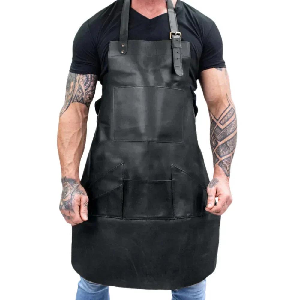 Unisex Leather Apron Multi-Pocket Brown - OutfitLondon