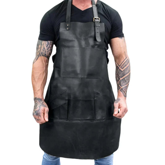 Unisex Leather Apron Multi-Pocket Brown - OutfitLondon