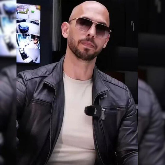 Men's Quilted Leather Biker Jacket Black - OutfitLondon