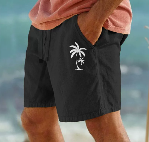 Beachy Summer Shorts with Leaf Print Design