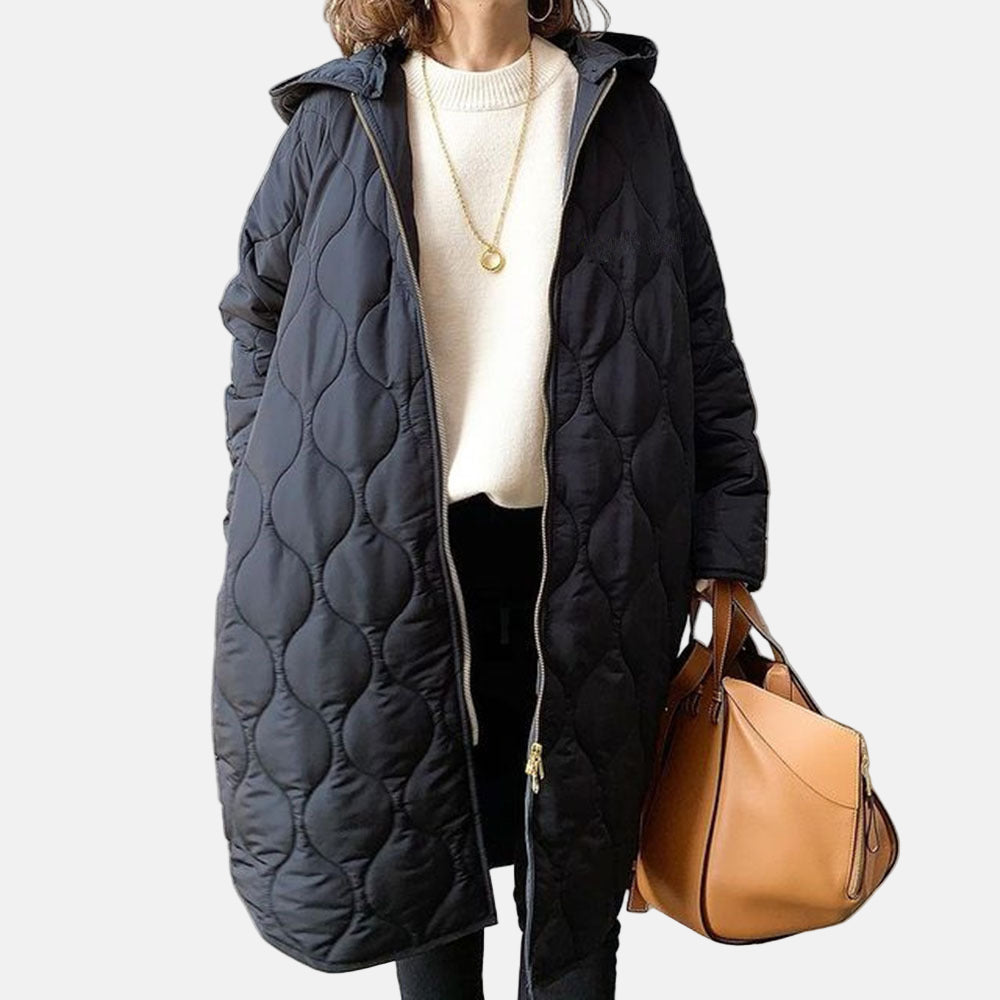 Women's Padded Parka Coat - Oversized Fit - Hooded Cotton Jacket